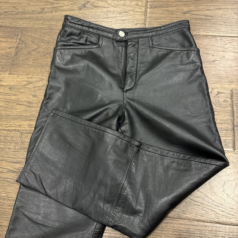 Vintage Black Low Rise Leather Pants
